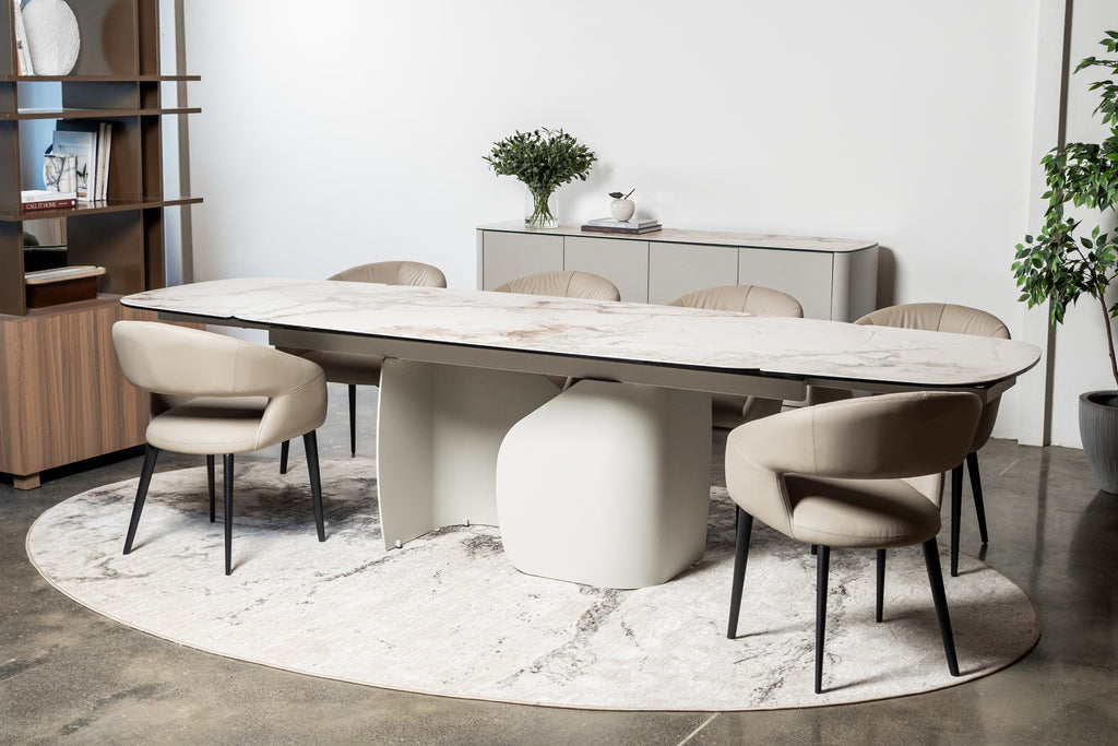 Carrara Extension Dining Table Milan White Marble