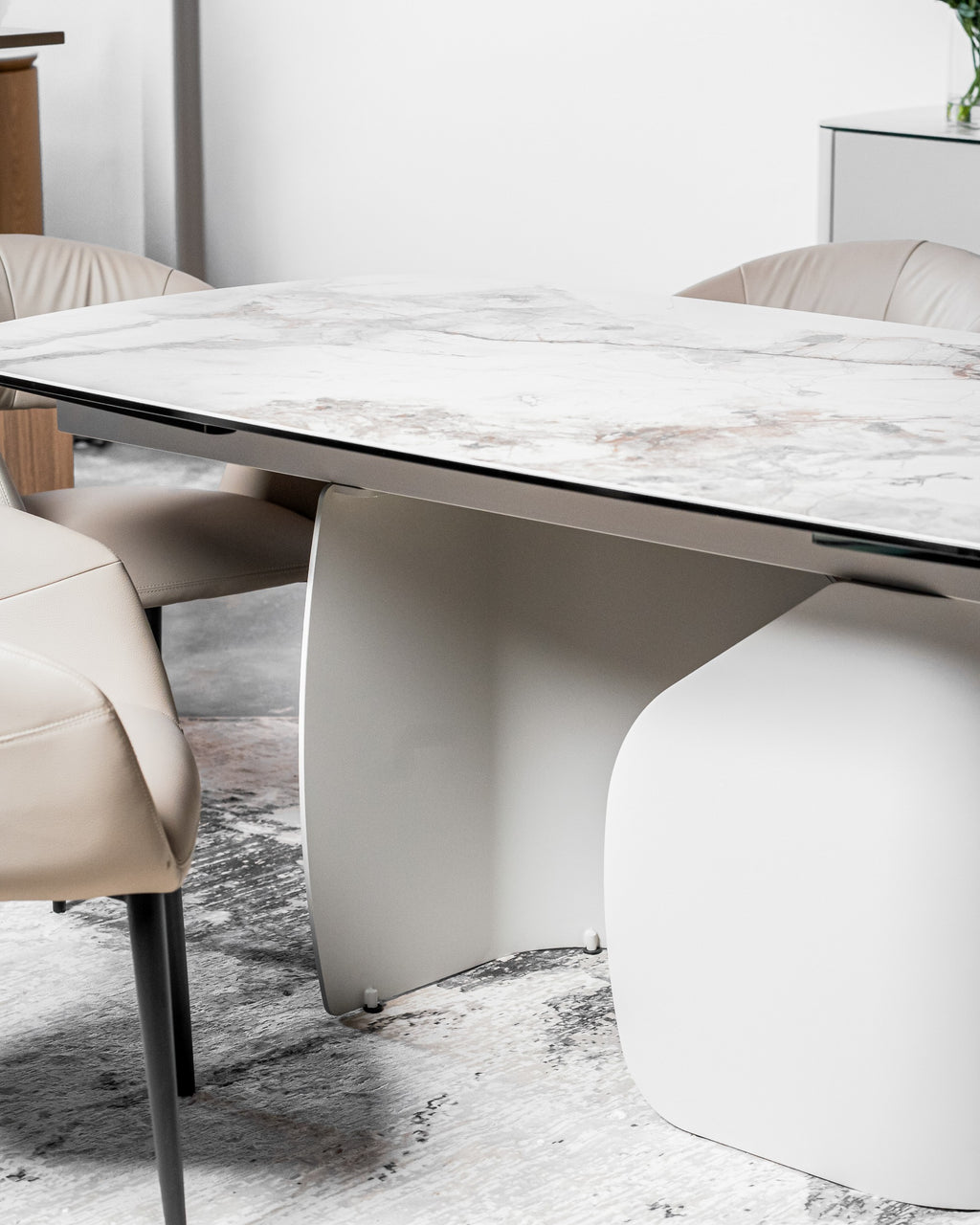 Carrara Extension Dining Table Milan White Marble