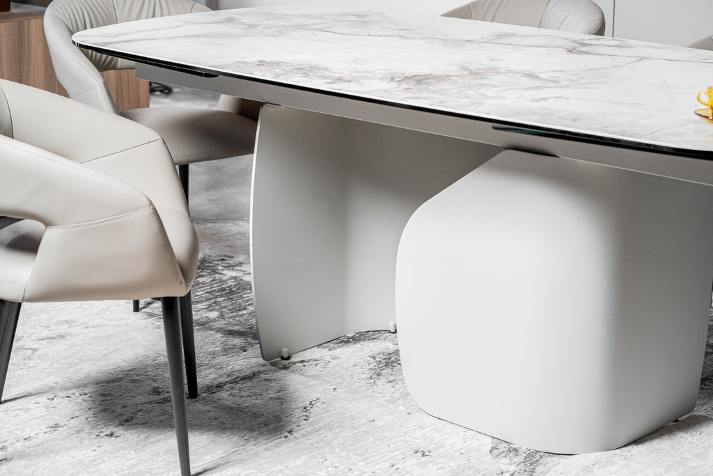 Carrara Extension Dining Table Milan White Marble