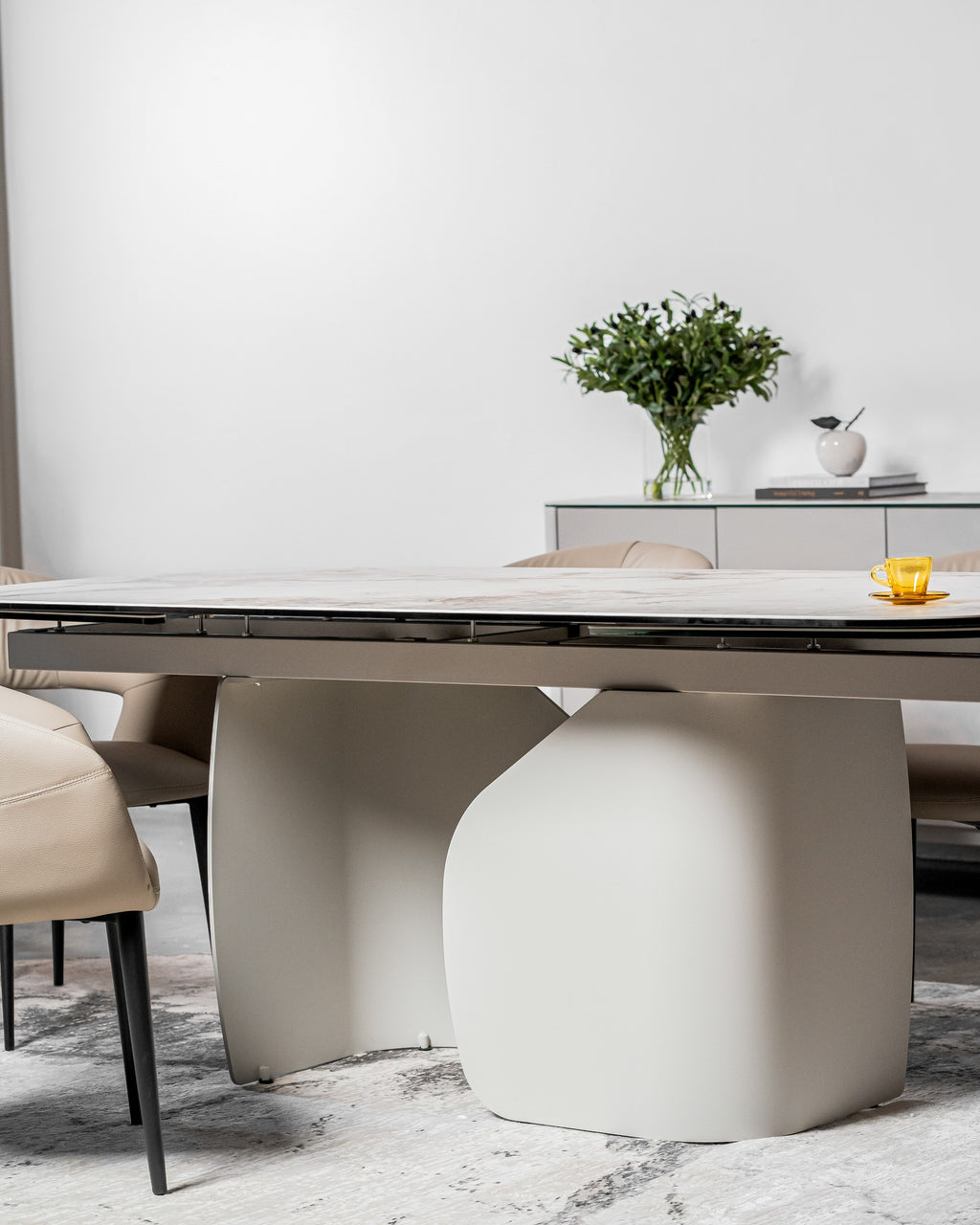 Carrara Extension Dining Table Milan White Marble