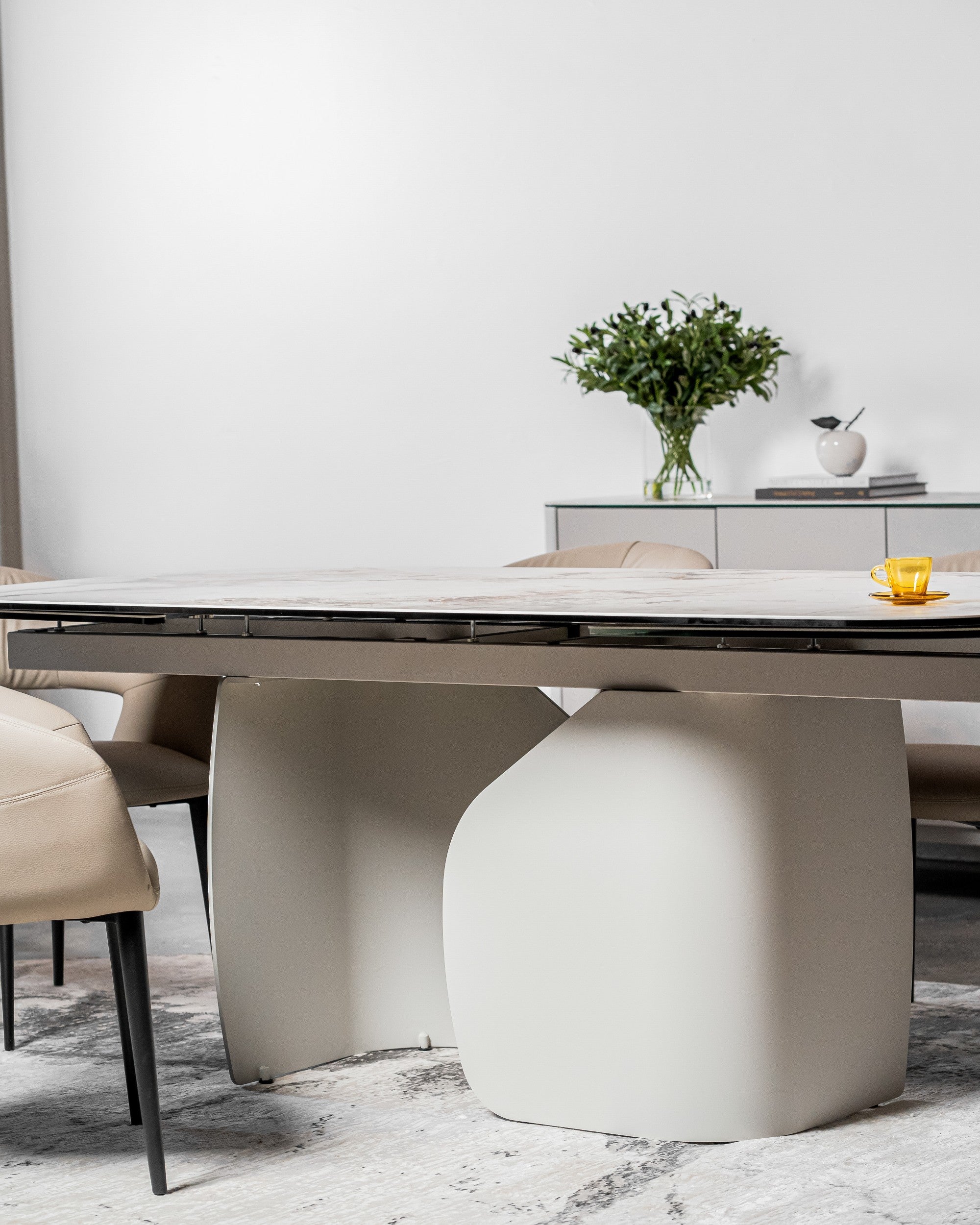 Carrara Extension Dining Table Milan White Marble