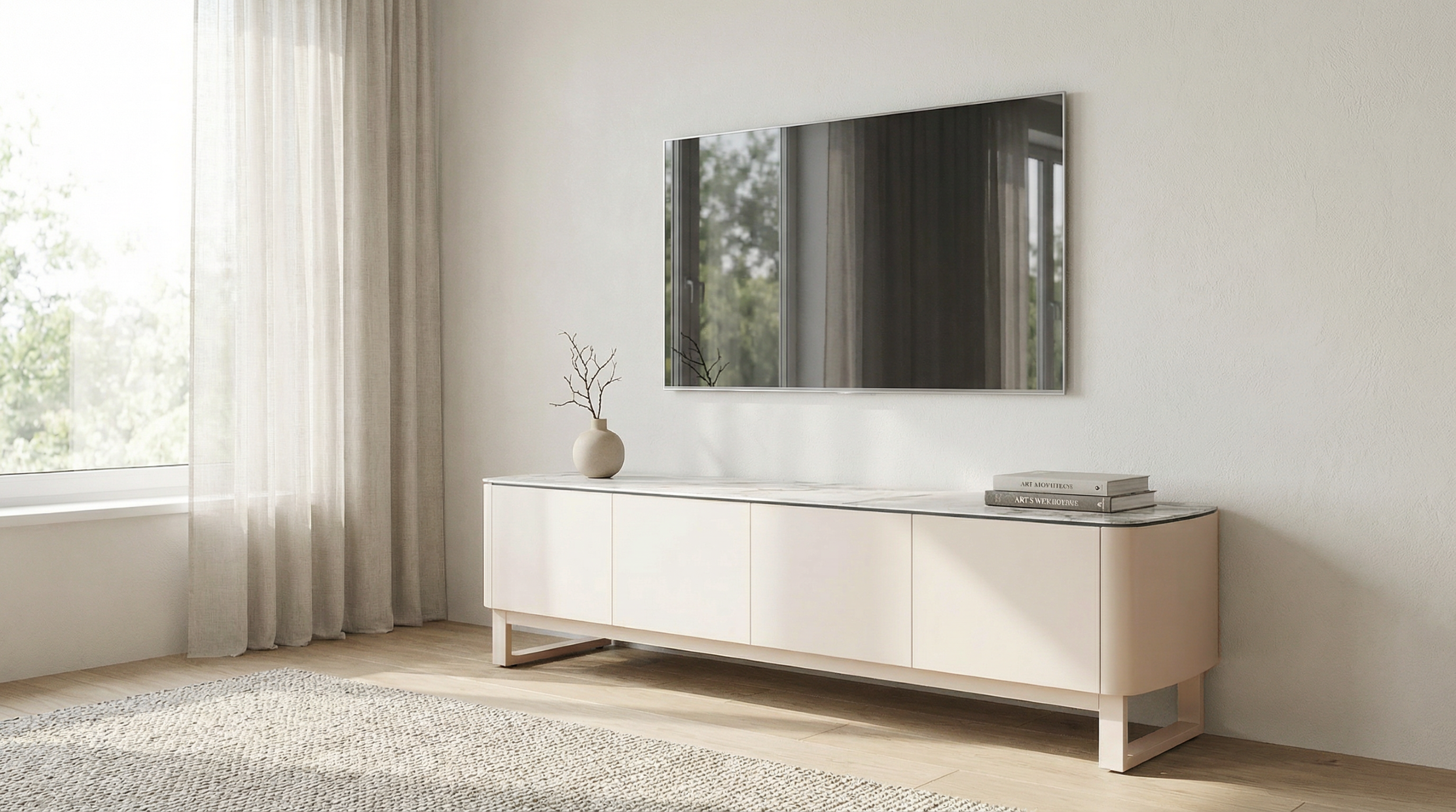 Carrara TV Unit Milan White Marble