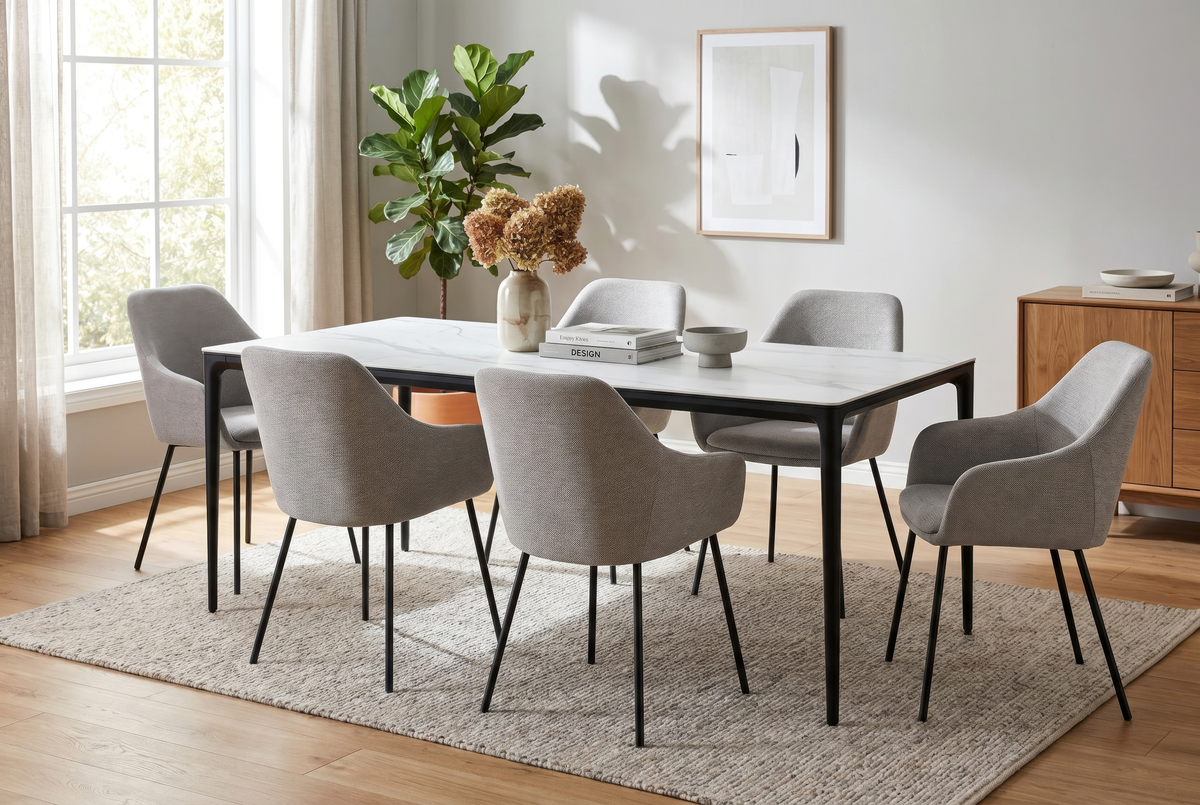 Magnora Outdoor Dining Table White Marble