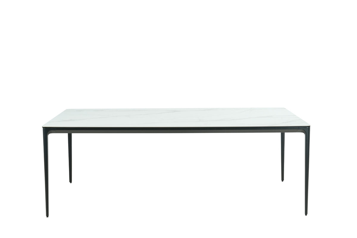 Magnora Large Outdoor Dining Table White Marble