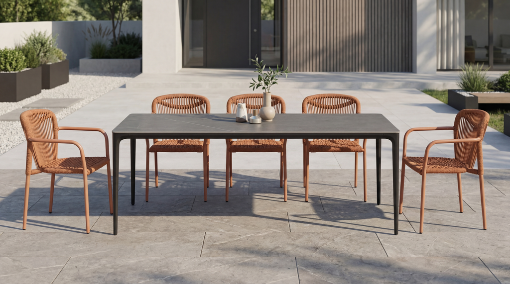 Magnora Large Dining Table Cement Ceramic