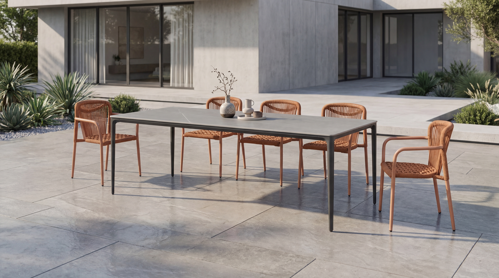 Magnora Large Dining Table Cement Ceramic