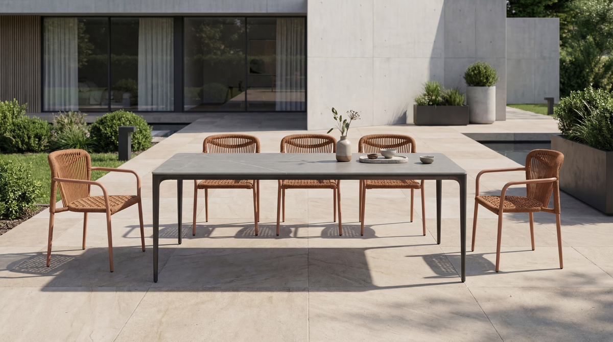 Magnora Large Dining Table Cement Ceramic