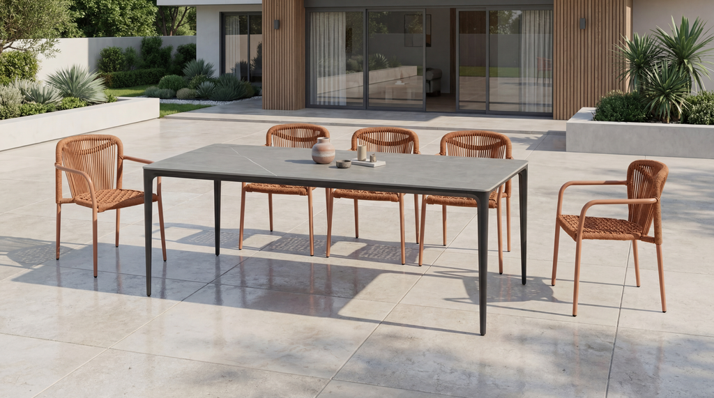 Magnora Large Dining Table Cement Ceramic