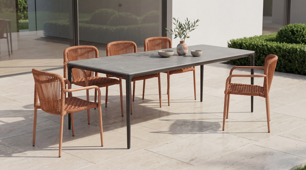 Magnora Large Dining Table Cement Ceramic