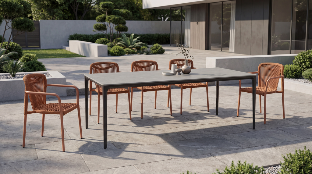 Magnora Large Dining Table Cement Ceramic
