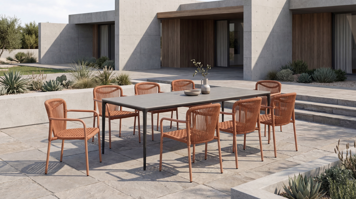 Magnora Large Dining Table Cement Ceramic