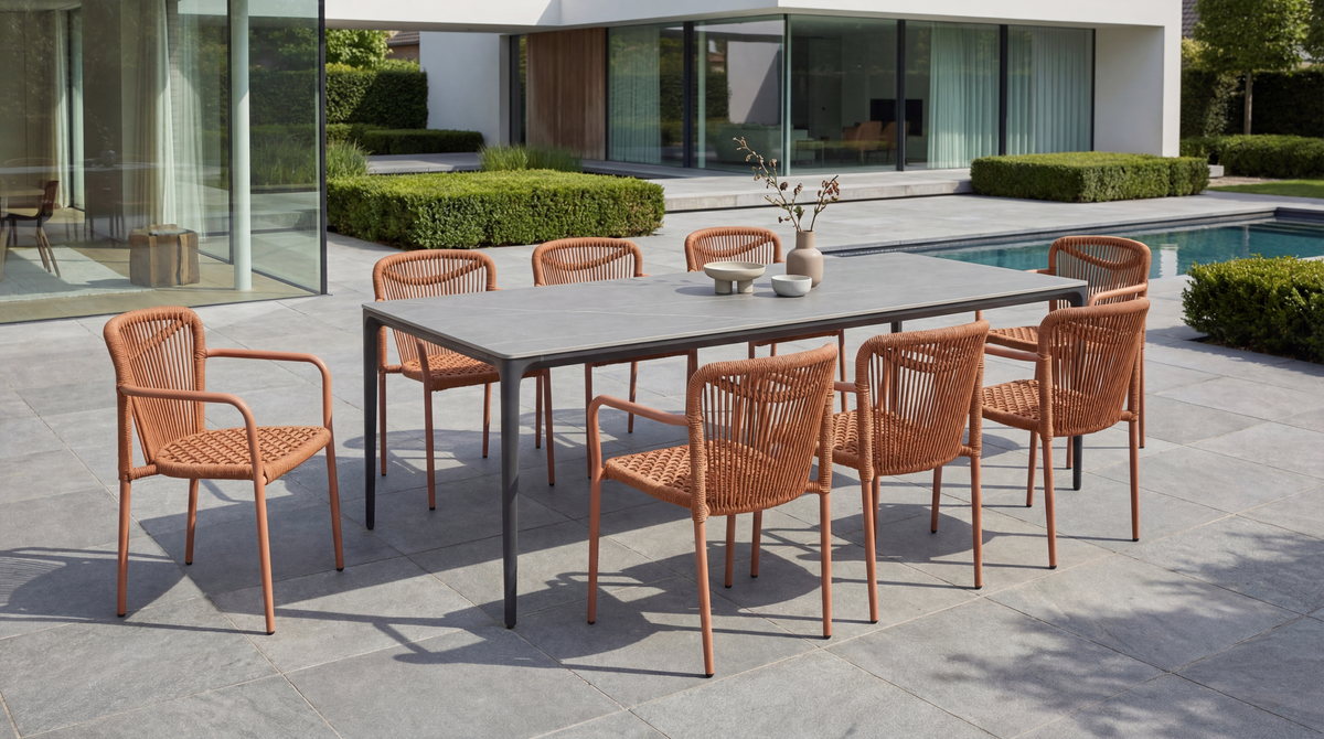 Magnora Large Dining Table Cement Ceramic