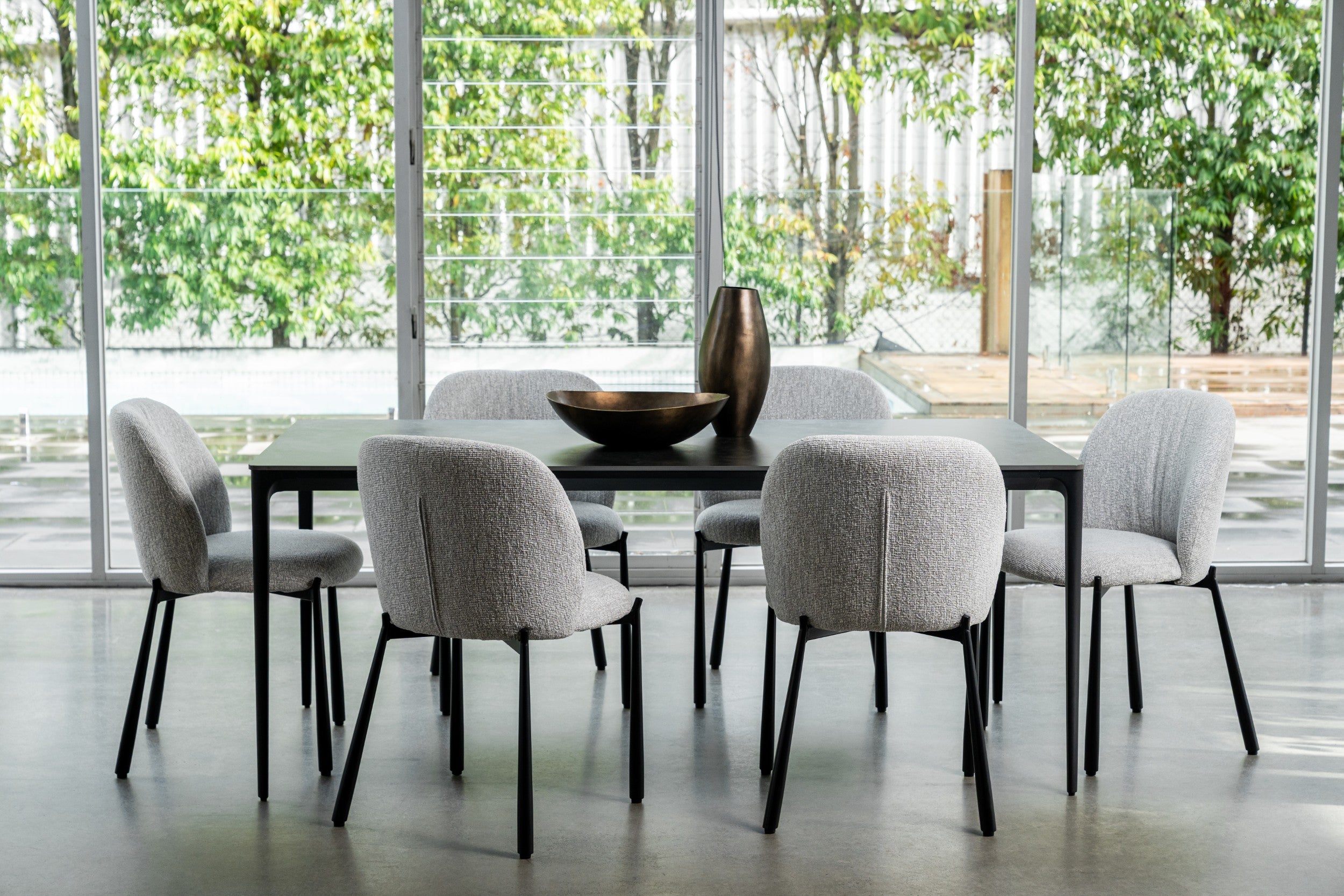 Grandeur Dining Table Grey Stone Ceramic