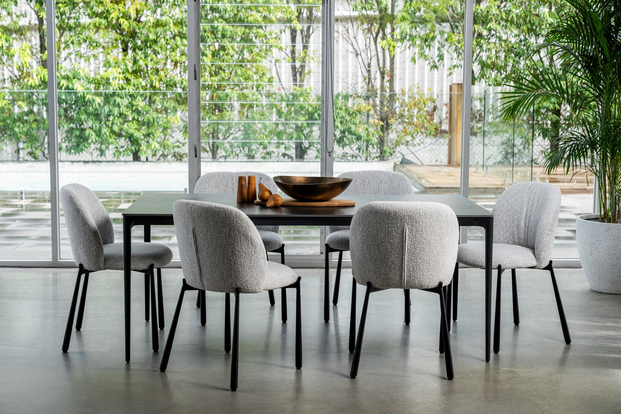 Grandeur Dining Table Grey Stone Ceramic