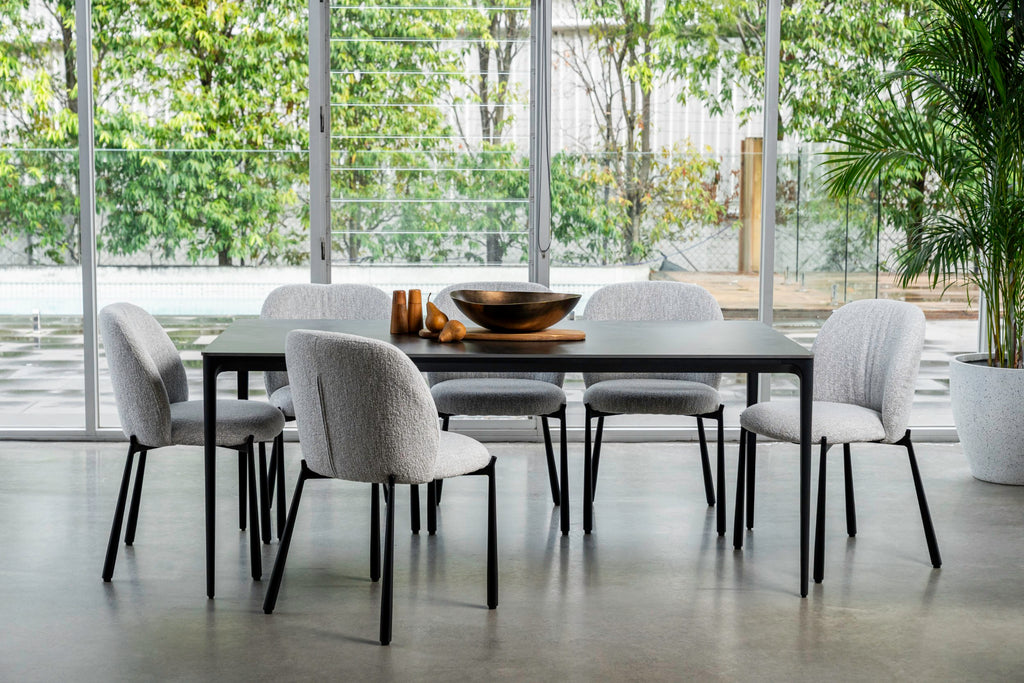 Magnora Dining Table Grey Stone Ceramic