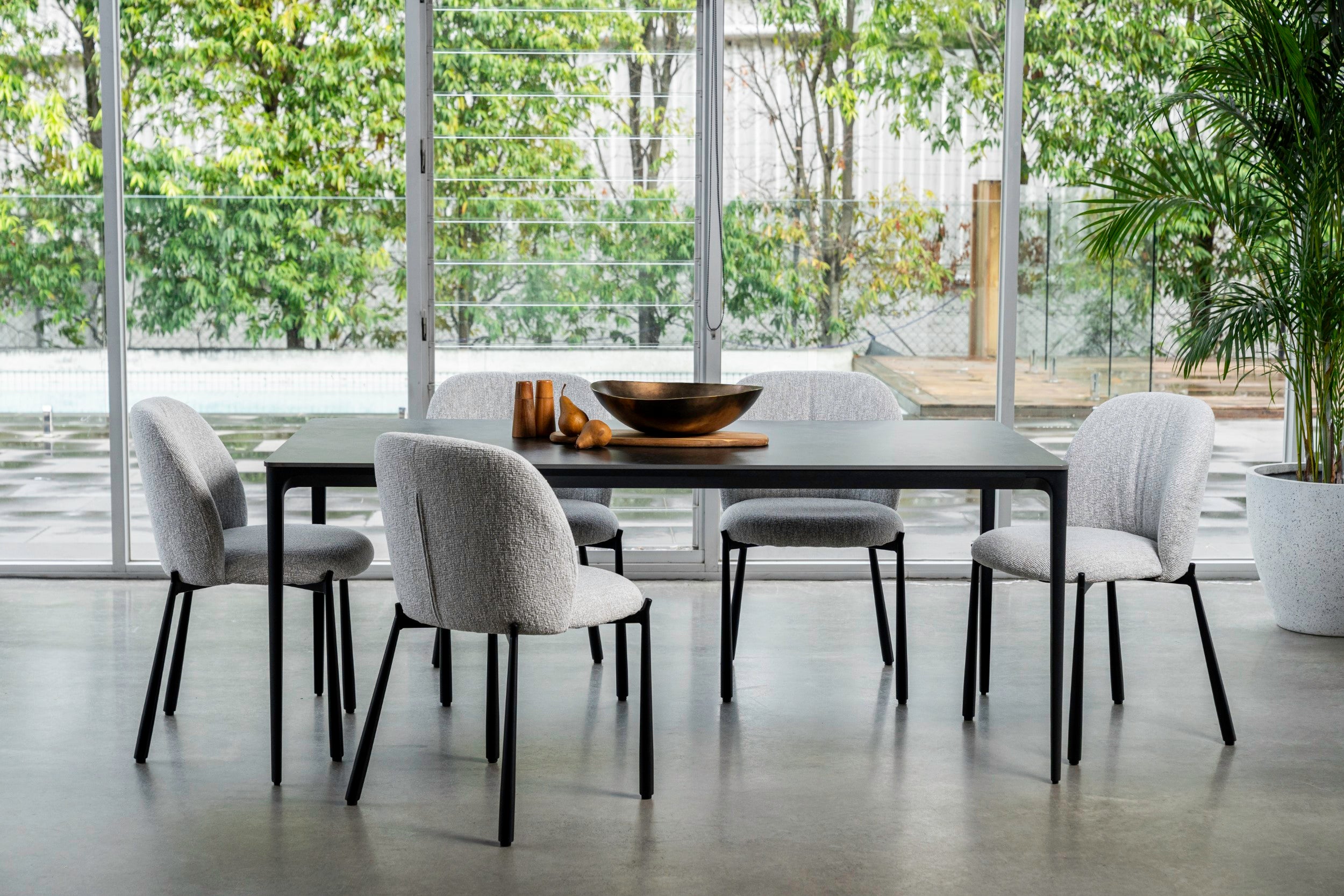 Grandeur Dining Table Grey Stone Ceramic