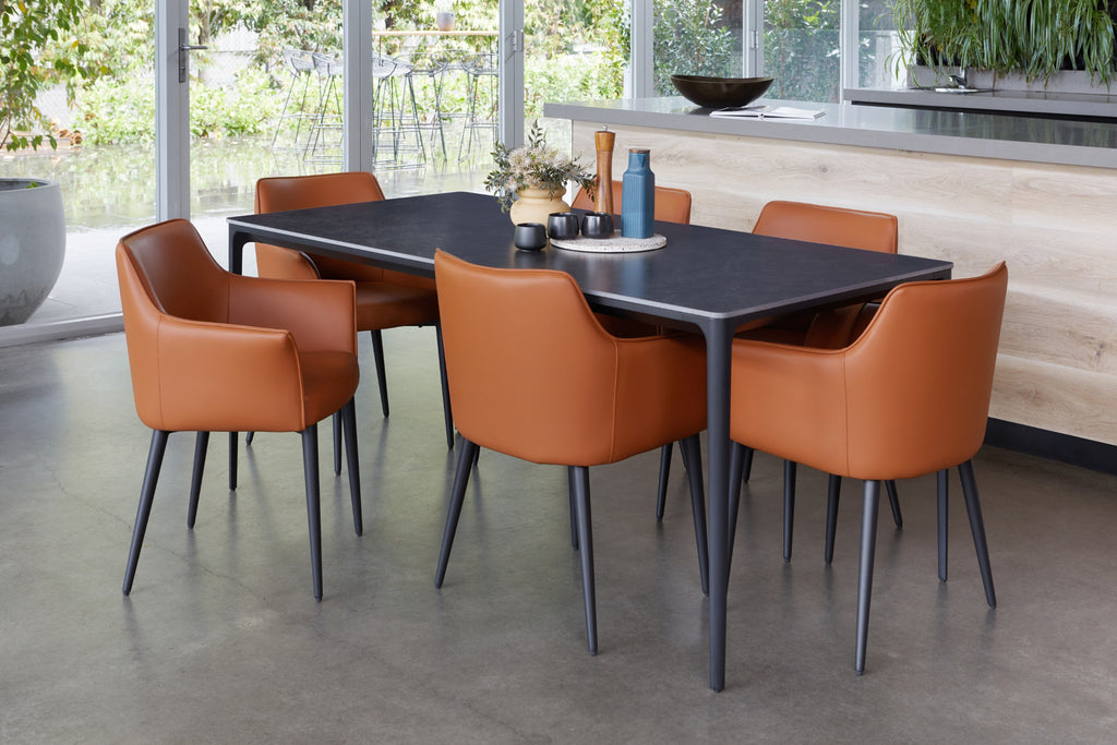 Grandeur Dining Table Grey Stone Ceramic
