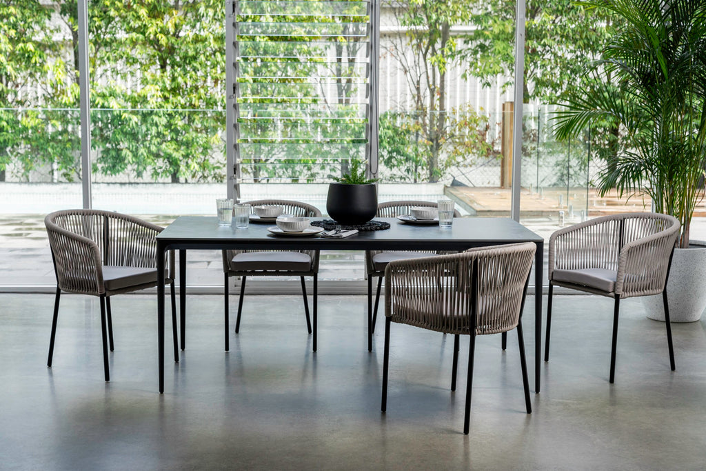 Grandeur Dining Table Grey Stone Ceramic