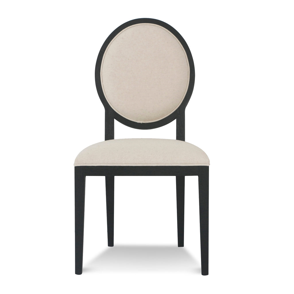 Light Beige Fabric Verona Dining Chair - Black Frame (Set of 2)