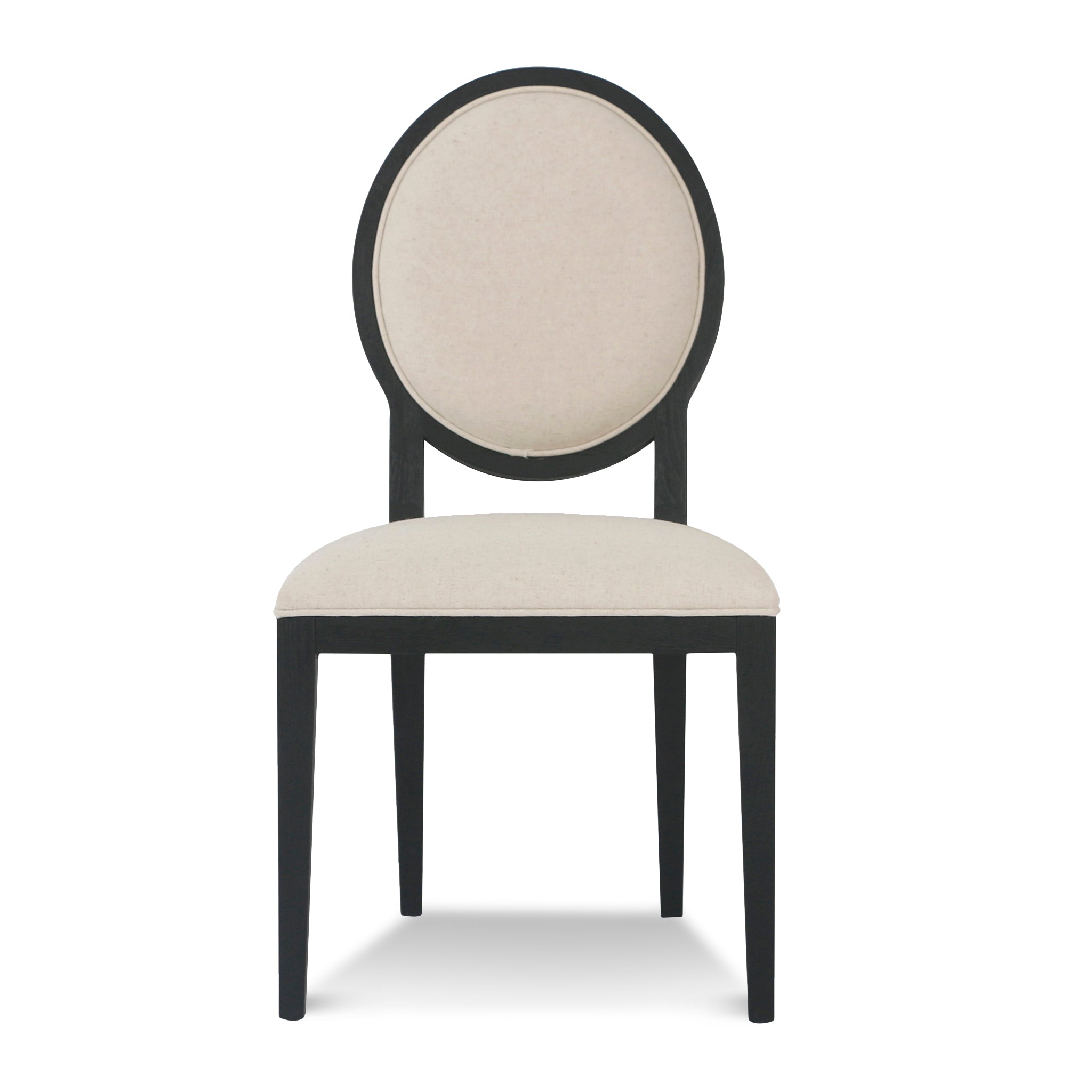 Light Beige Fabric Verona Dining Chair - Black Frame (Set of 2)