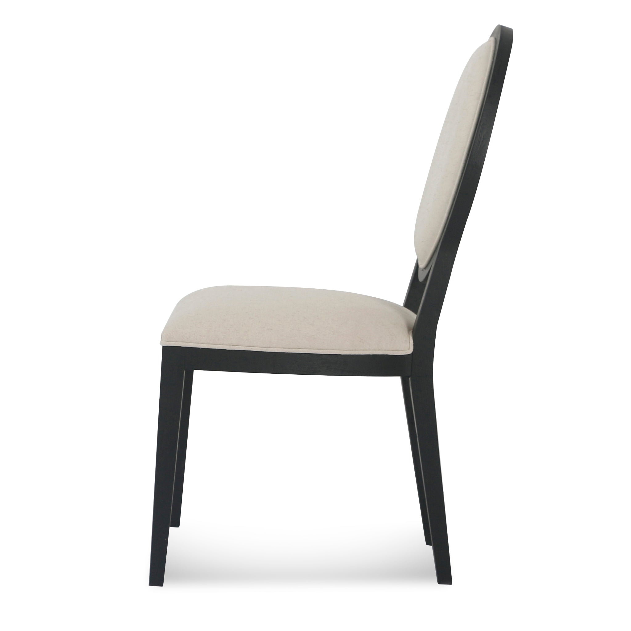 Light Beige Fabric Verona Dining Chair - Black Frame (Set of 2)