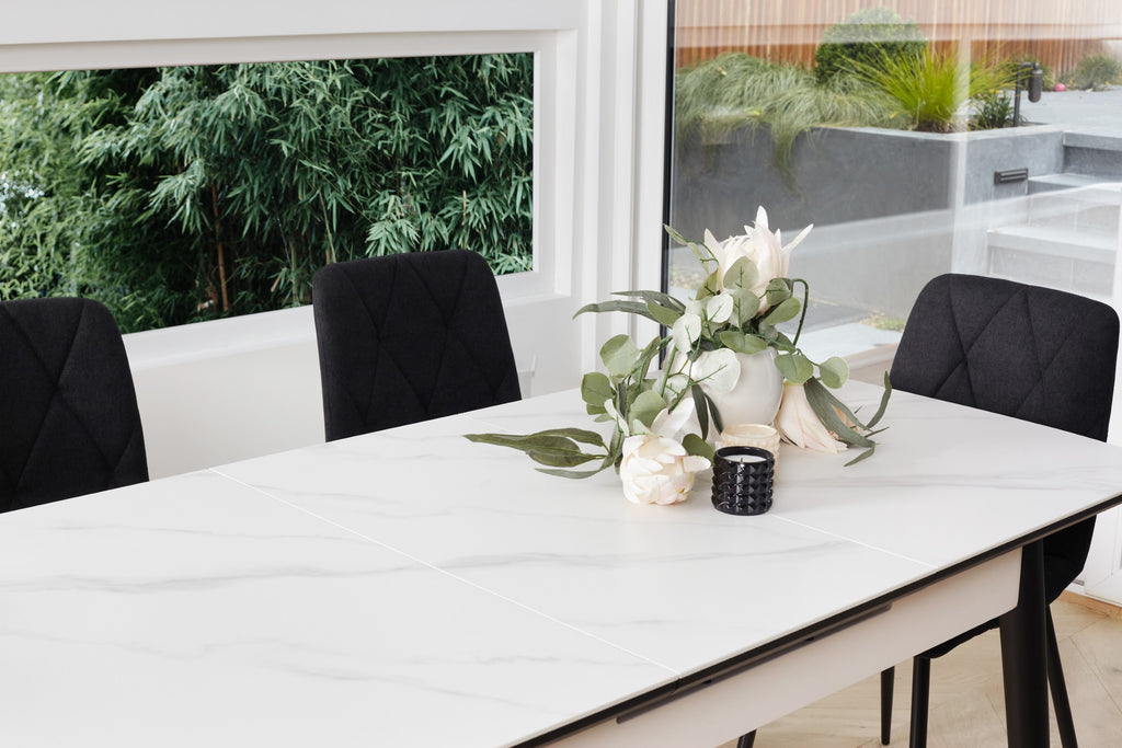Bianca Extension Dining Table Snow White Ceramic