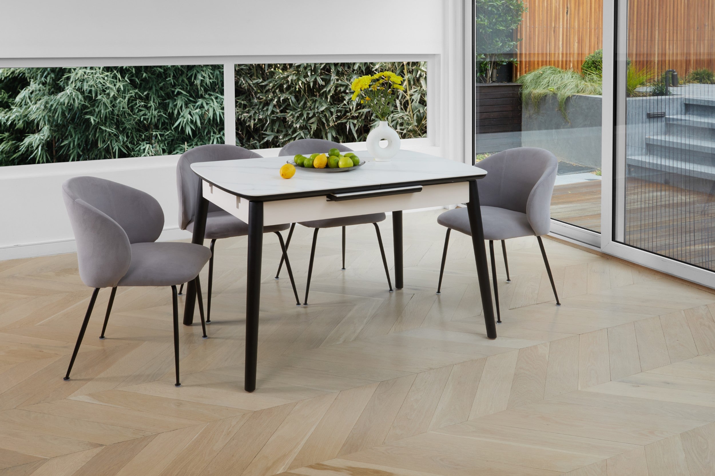 Bianca Extension Dining Table Snow White Ceramic