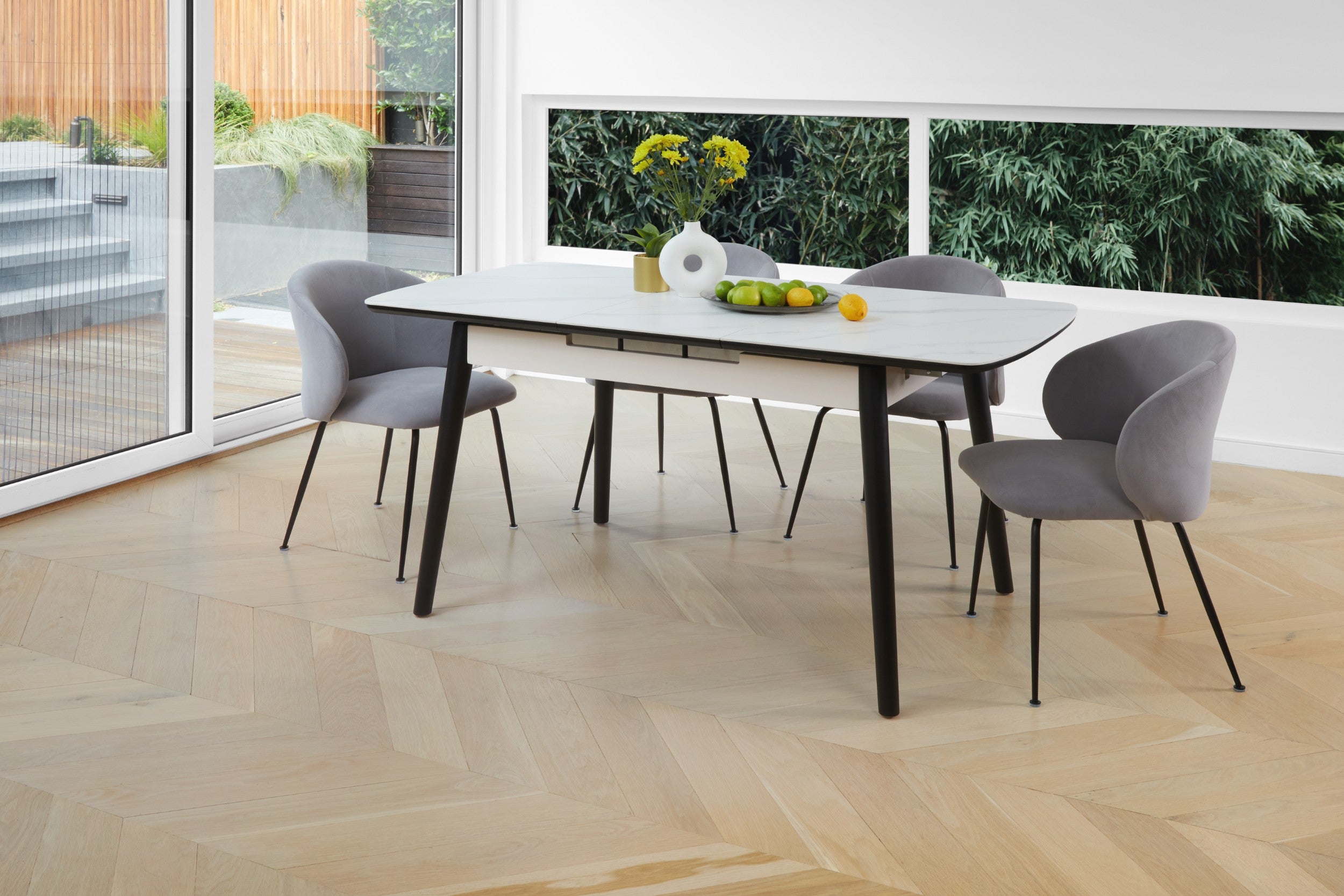 Bianca Extension Dining Table Snow White Ceramic