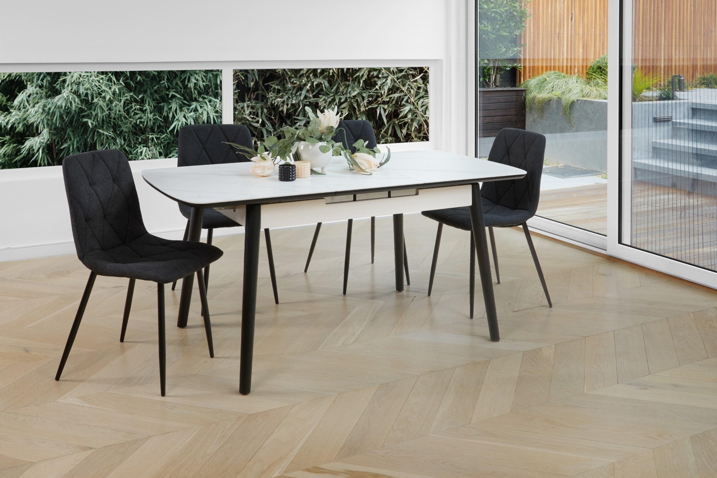 Bianca Extension Dining Table Snow White Ceramic