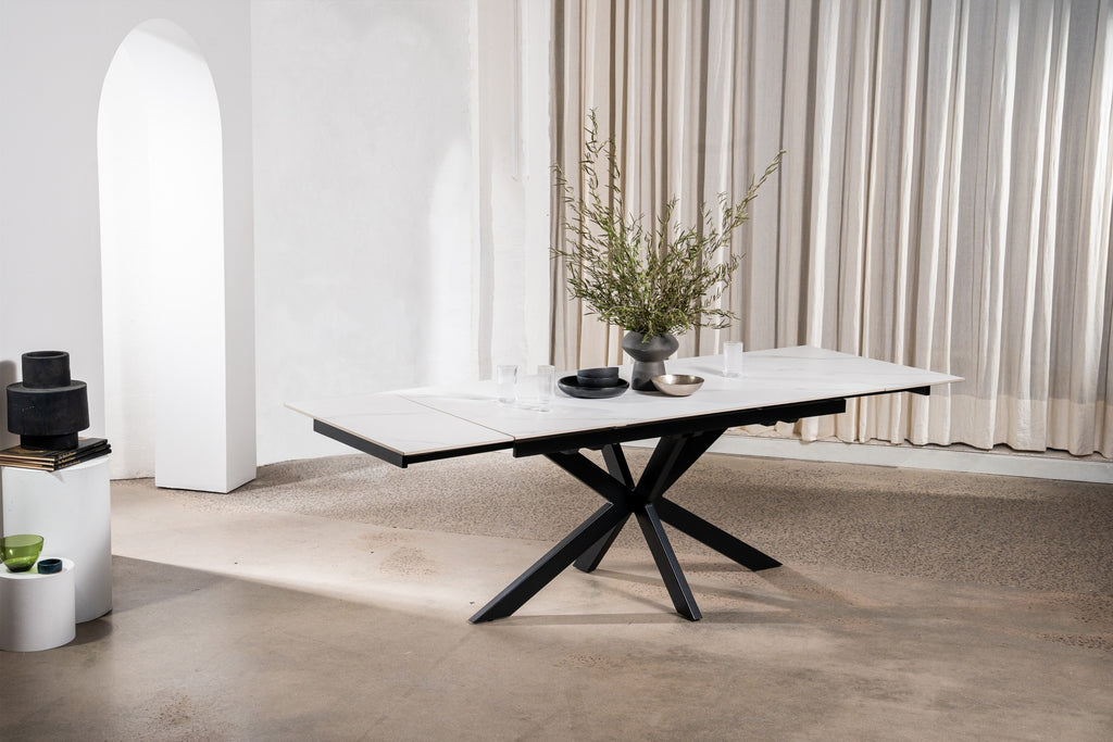 Nexvella Extension Dining Table Snow White Ceramic