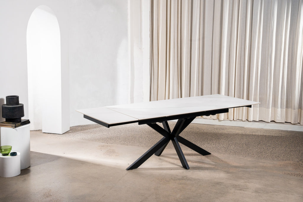 Nexvella Extension Dining Table Snow White Ceramic