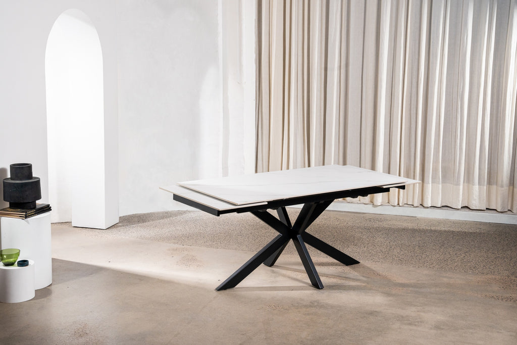 Nexvella Extension Dining Table Snow White Ceramic