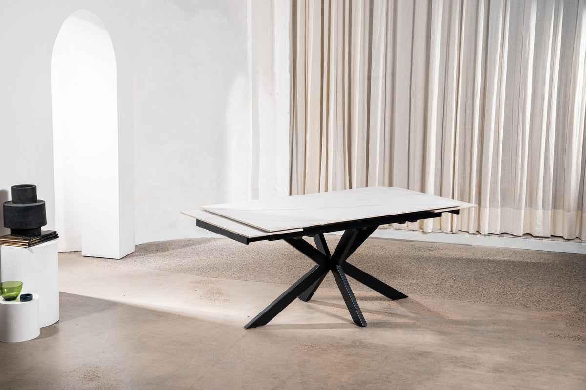 Nexvella Extension Dining Table Snow White Ceramic