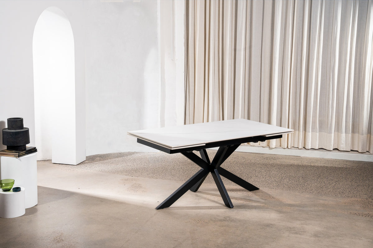 Nexvella Extension Dining Table Snow White Ceramic