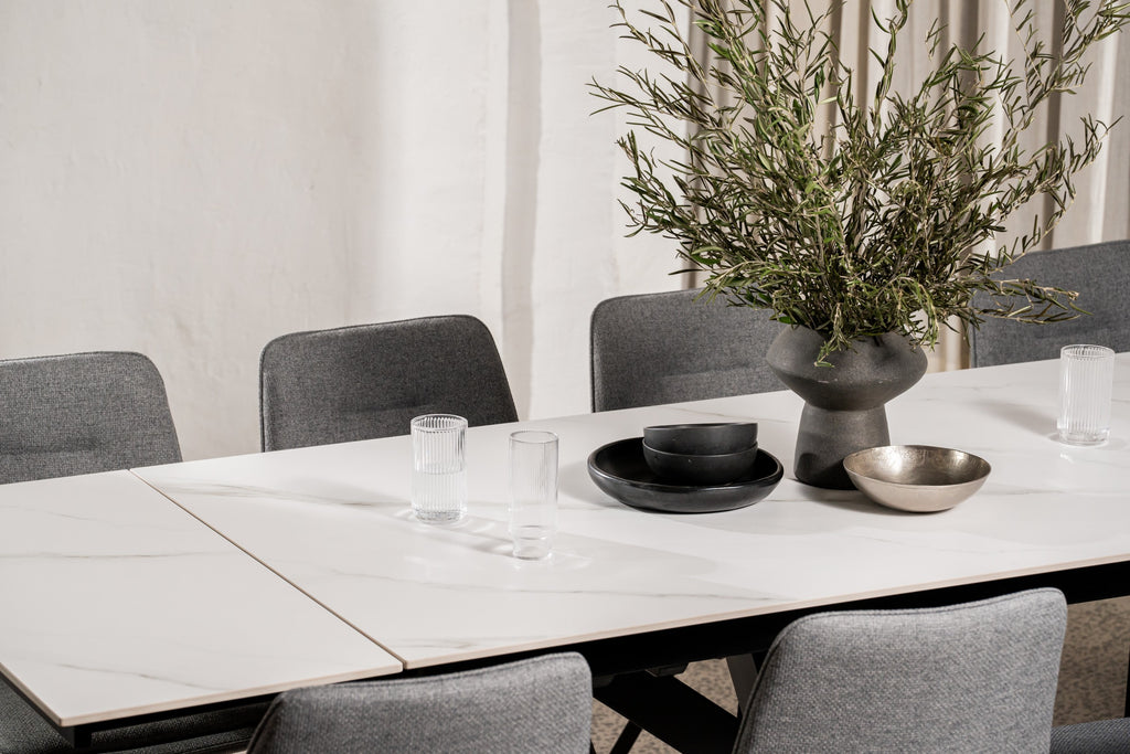 Nexvella Extension Dining Table Snow White Ceramic