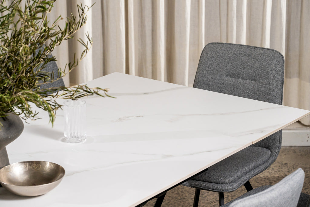 Nexvella Extension Dining Table Snow White Ceramic