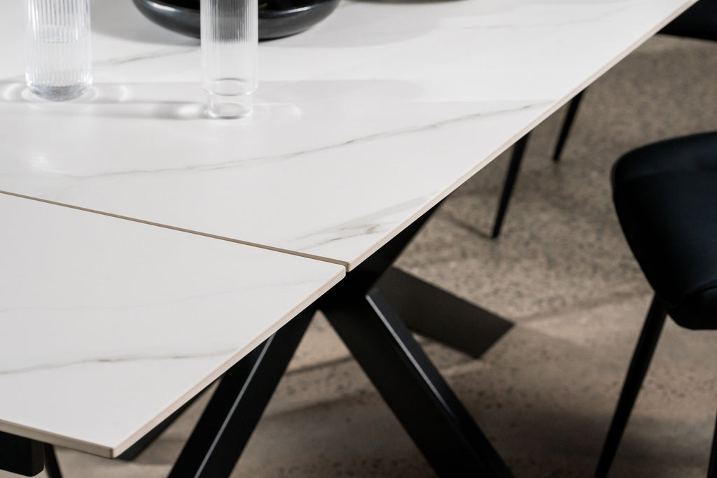 Nexvella Extension Dining Table Snow White Ceramic