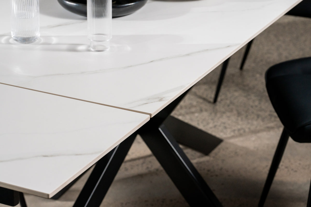 Nexvella Extension Dining Table Snow White Ceramic