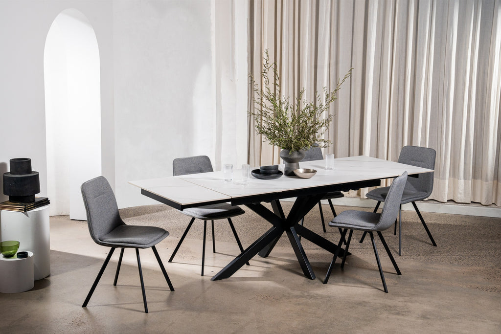 Nexvella Extension Dining Table Snow White Ceramic