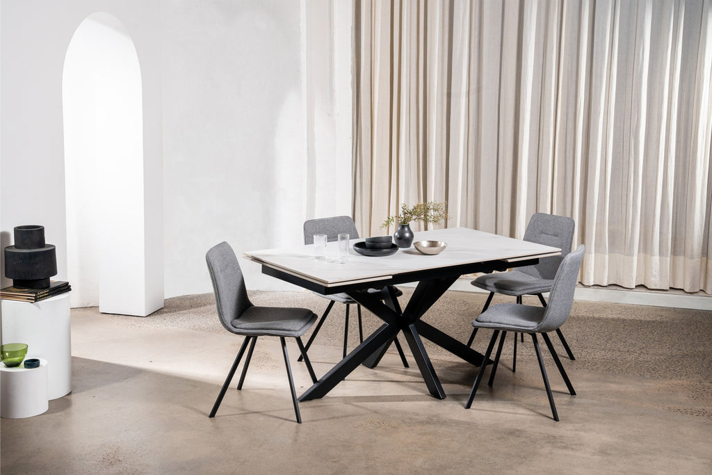 Nexvella Extension Dining Table Snow White Ceramic