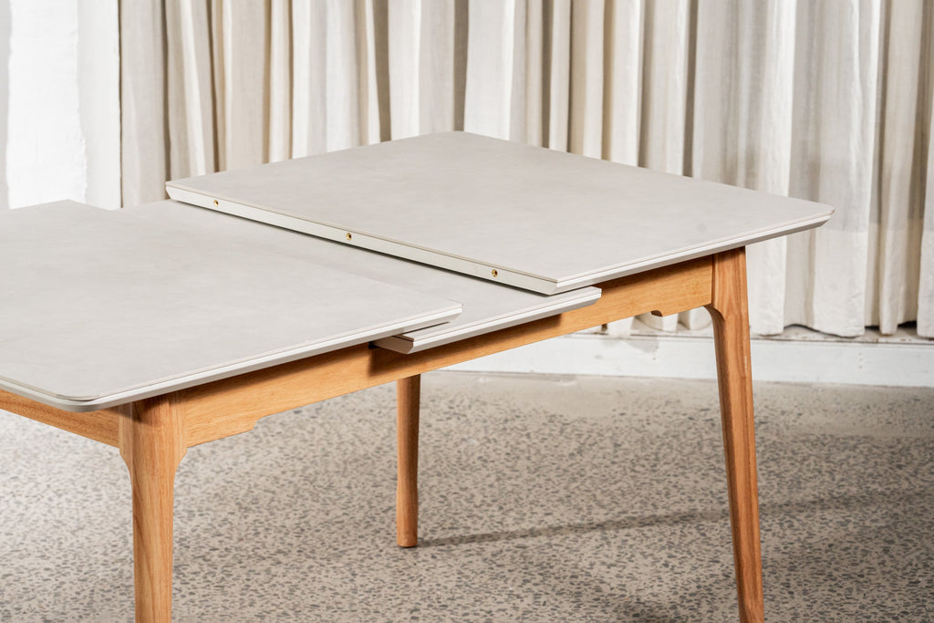 Norvella Extension Dining Table Light Grey Ceramic