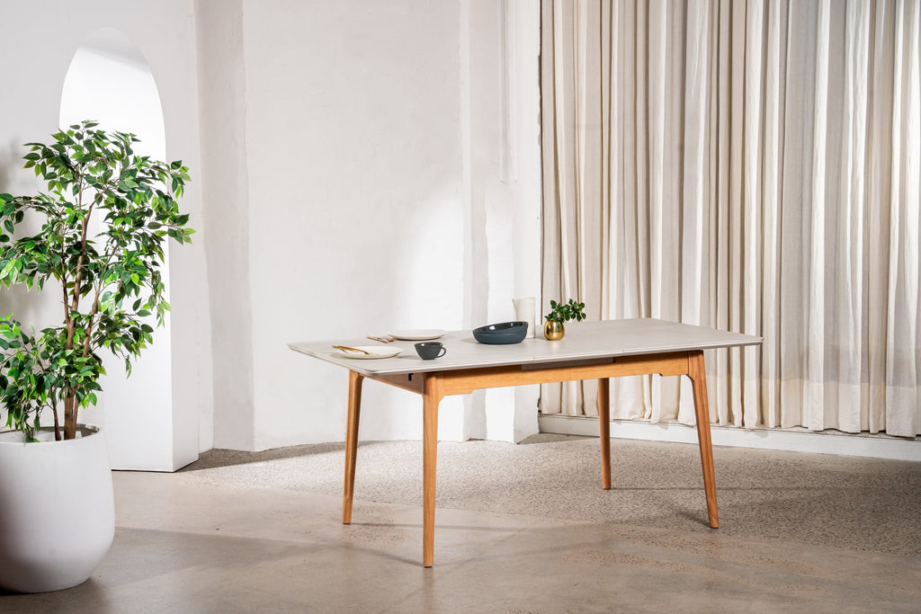 Boreal Extension Dining Table Light Grey Ceramic