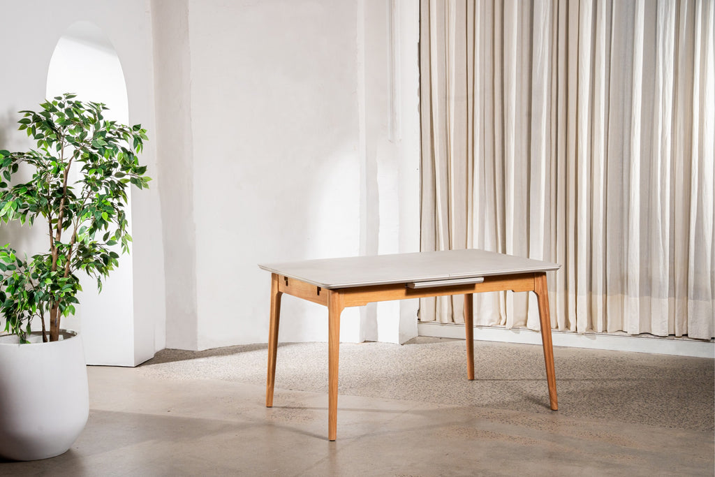 Boreal Extension Dining Table Light Grey Ceramic