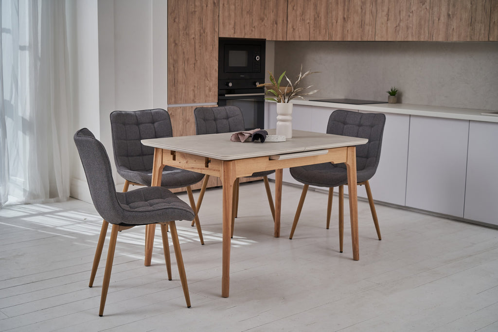 Boreal Extension Dining Table Light Grey Ceramic