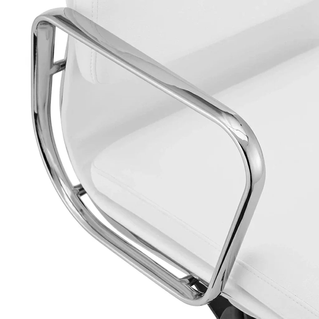 Low Back Milano Office Chair - White Leather