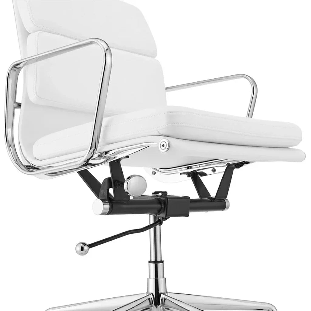 Low Back Milano Office Chair - White Leather