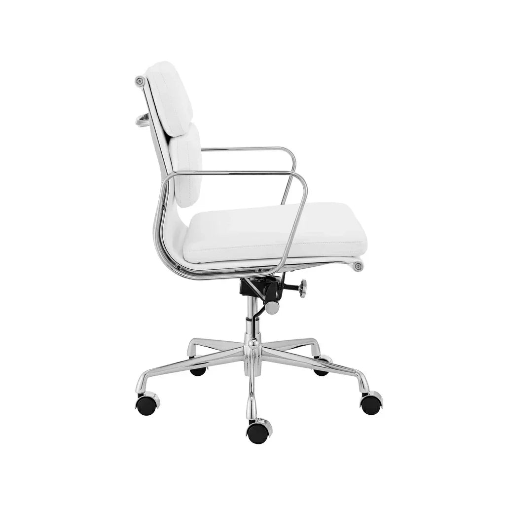 Low Back Milano Office Chair - White Leather