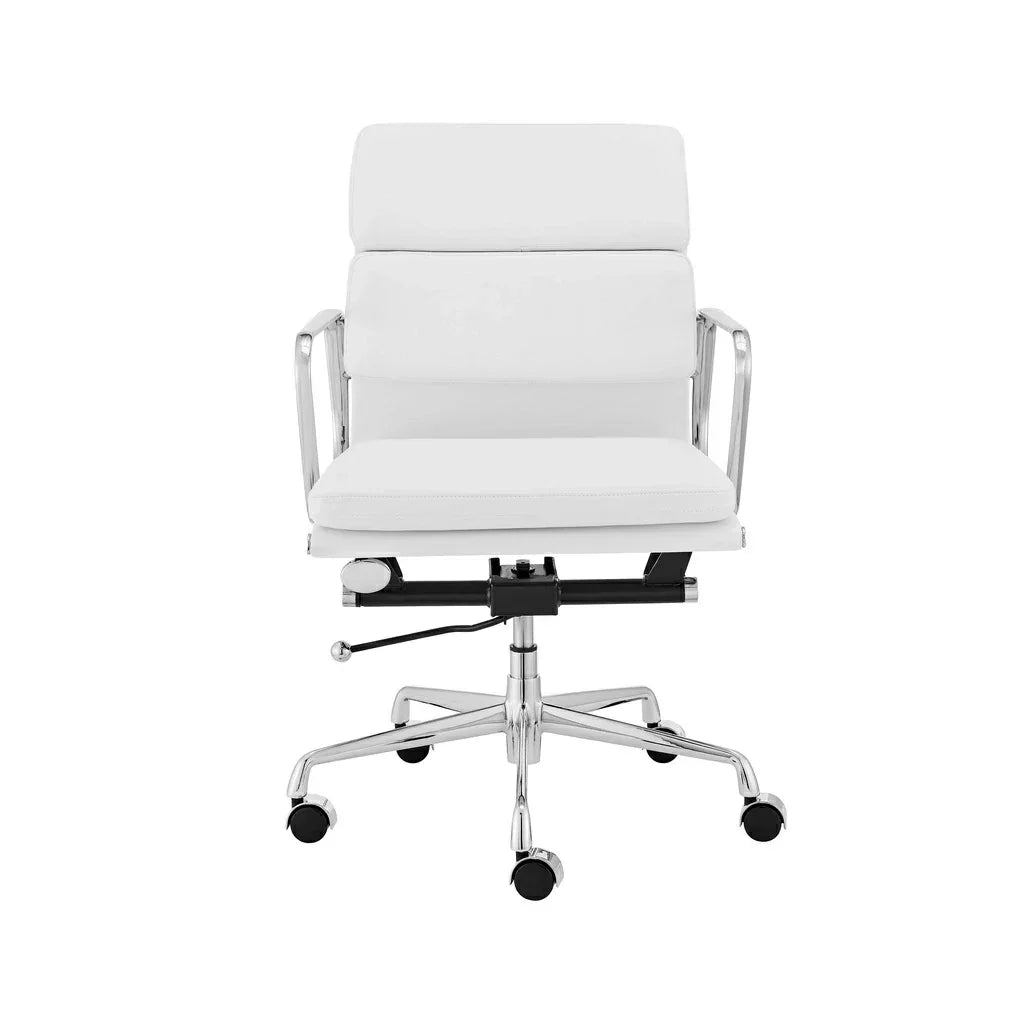 Low Back Milano Office Chair - White Leather