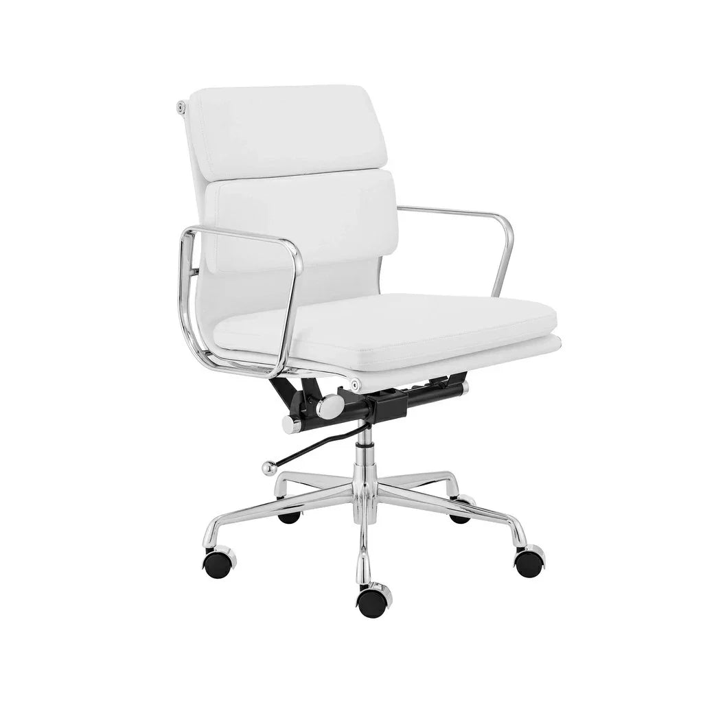 Low Back Milano Office Chair - White Leather