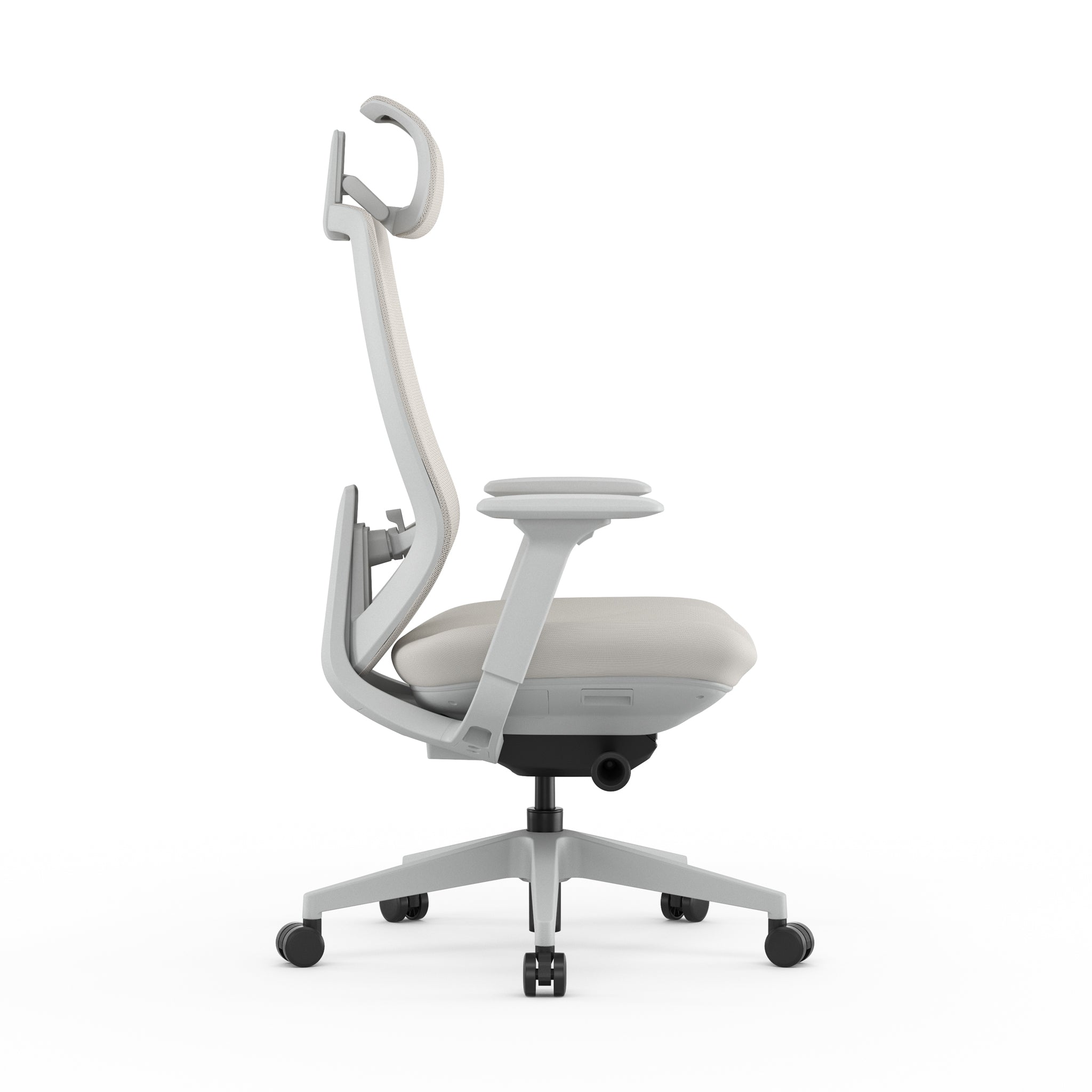 Mesh Milano Office Chair - Light Grey with Headrest
